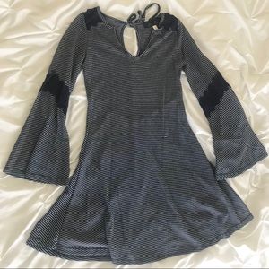 Navy & White Striped Boho Dress